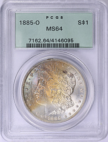 1885-O Morgan Silver Dollar PCGS MS-64 OGH (Toned) (Item 2022898
