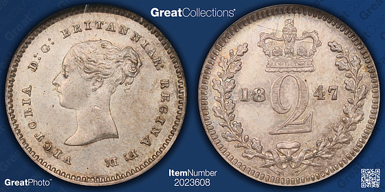 Great Britain 1847 Silver Maundy 2 Pence KM-729 NGC MS-62 (Item