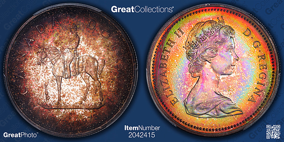 Canada 1973 Silver Dollar R.C.M.P. Centennial KM-83 PCGS SP-64