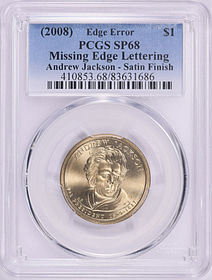 Mint Error (2008) Presidential Dollar Andrew Jackson Missing Edge