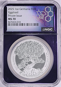 Germania 2025 Silver Fantasy 5 Marks Yggdrasil NGC MS-70 (Purple