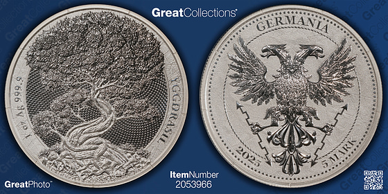 Germania 2025 Silver Fantasy 5 Marks Yggdrasil NGC MS-70 (Purple