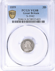 Great Britain 1899 Silver 3 Pence KM-777 PCGS VG-08 (Item 2189719