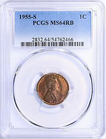 1955-S Lincoln Cent PCGS MS-64 RB (Toned) (Item 2237074