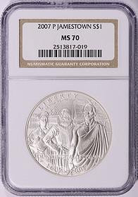 2007-P Jamestown 400th Anniversary Silver Dollar NGC MS-70 (Item ...