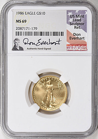 1986 $10 Quarter-Ounce Gold American Eagle NGC MS-69 (Don Everhart