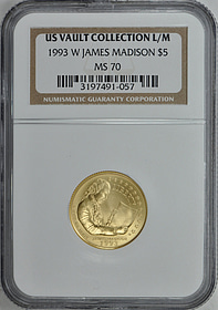 MASAYOSHI MK pendant center 18GOLD 最終値引き 1993-W James Madison and Bill of Rights Gold $5 NGC MS-70 (US