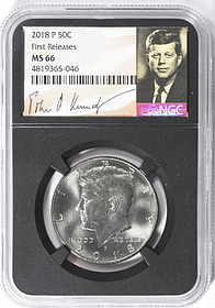 2018-P Kennedy Half Dollar First Releases NGC MS-66 (Black Retro